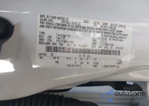 2015 Ford Focus Se z USA, uszkodzony, nr VIN 1FADP3K26FL204215